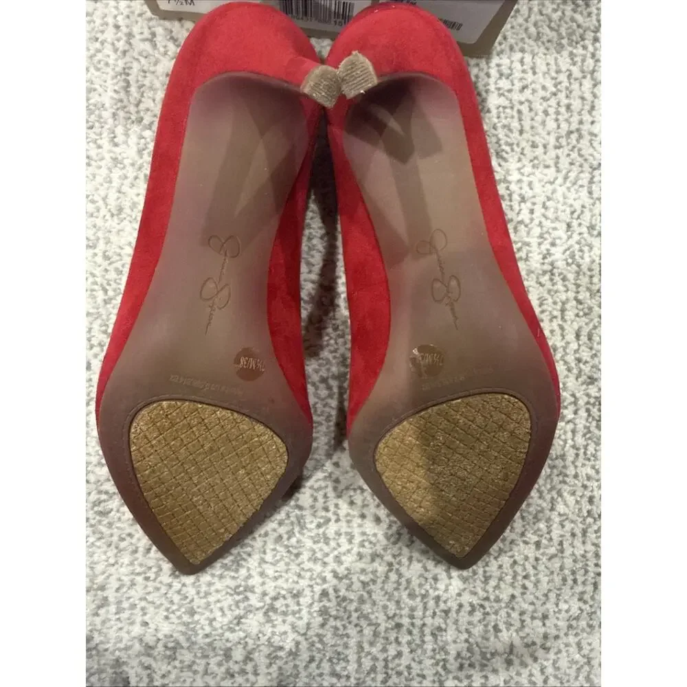 Excellent Condition Jessica Simpson Red Micro Suede Pumps Heels Shoes Size 7.5